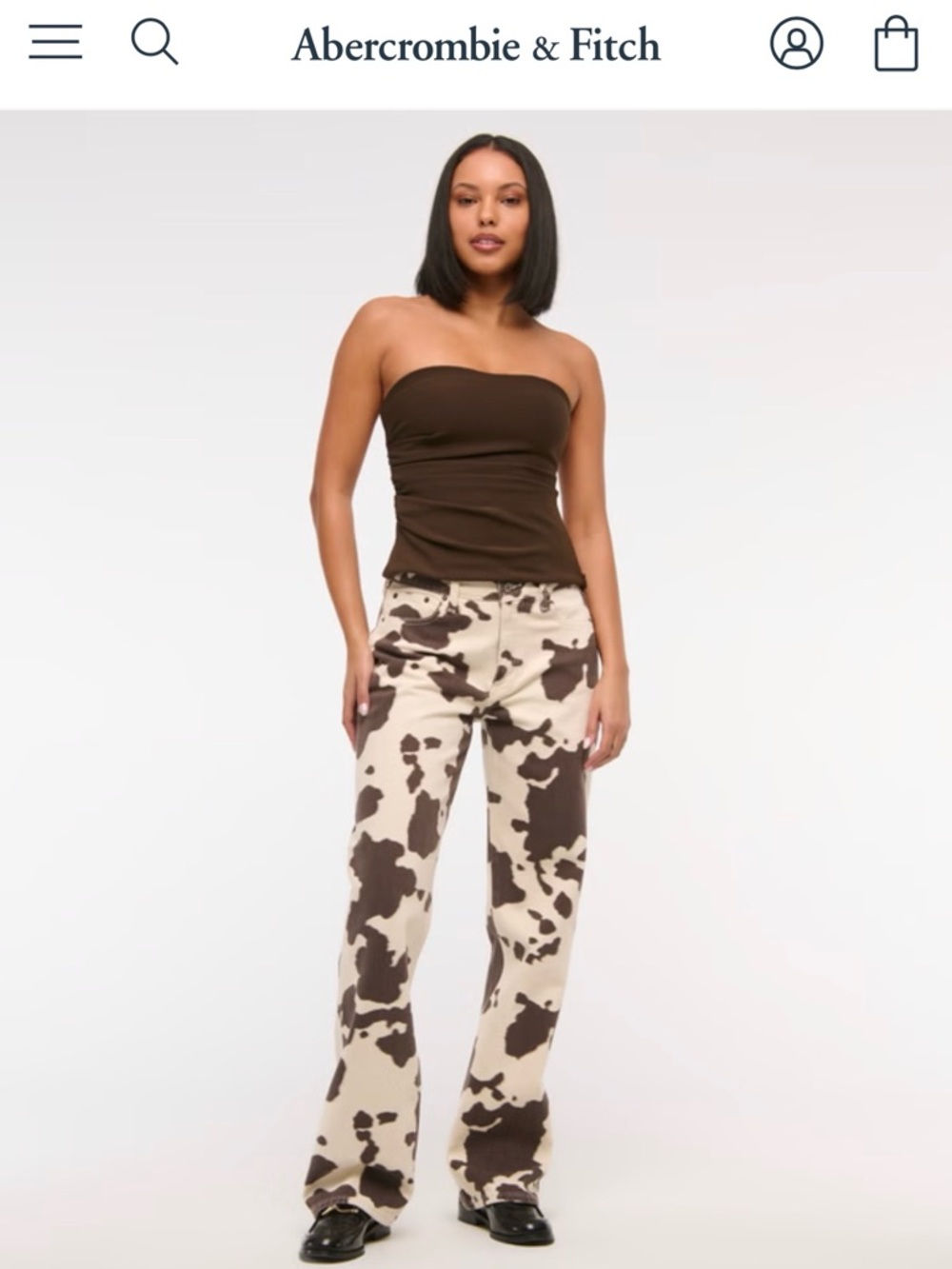 Abercrombie & Fitch Women’s Low Rise Baggy Cow Print Jean 29S - Picture 7 of 9